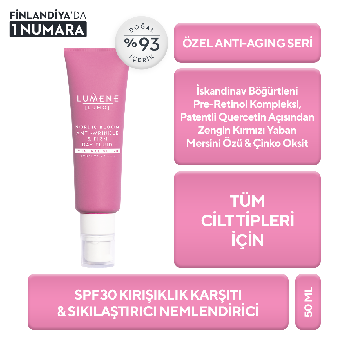 Kırışıklık Karşıtı & Sıkılaştırıcı Gündüz Bakım Kremi SPF30 50 ML -Anti-Wrinkle & Firm Day Fluid Mineral